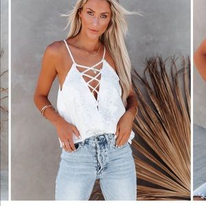 Vici Collection Cherish Love Satin lace up cami